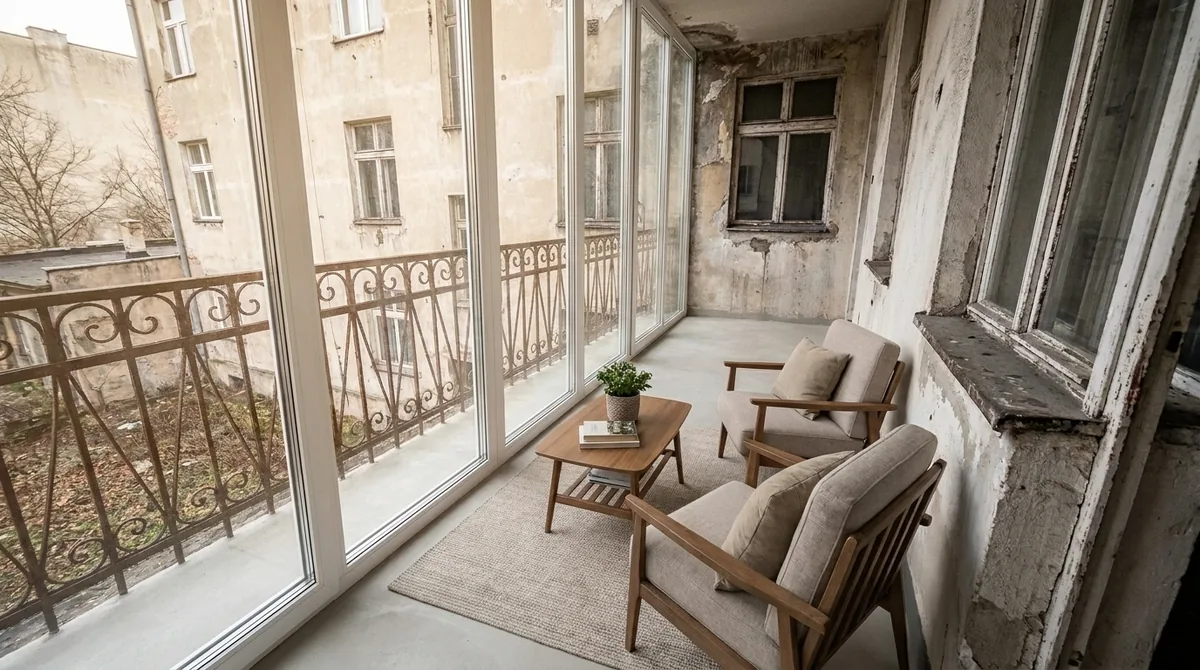 Isıcamlı cam balkonla kapatılmış balkon — montaj sonrası
